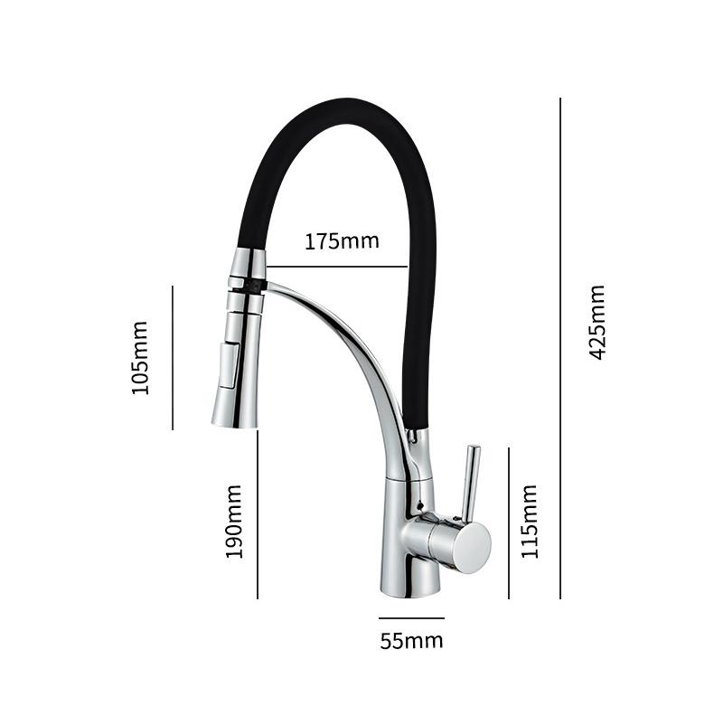 Black Sink Faucet Swivel Pull Down Kitchen Faucet Sink Tap Mounted Deck Bathroom Mounted Silicone bending Hot and Cold Mixer