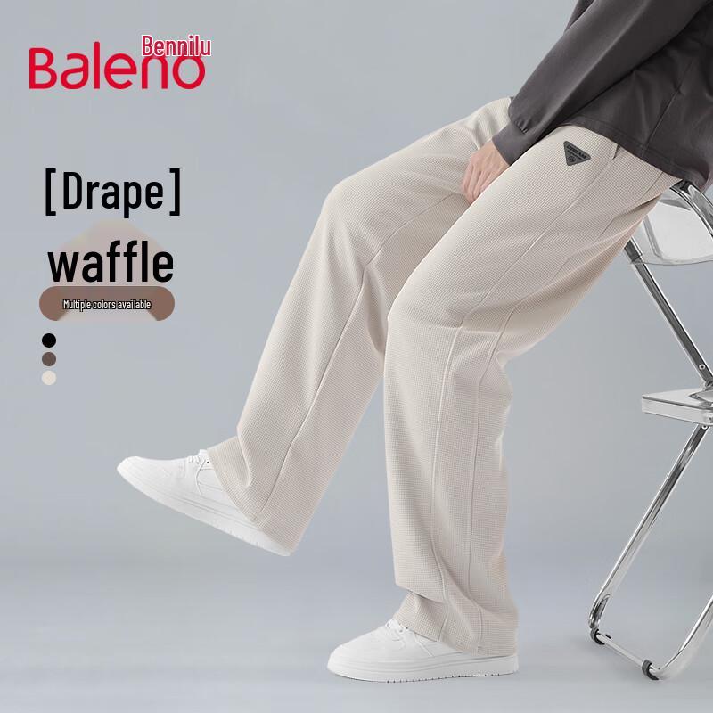 

Baleno Men s 2025 Spring Waffle Weave Straight-Leg Casual Pants 3XL