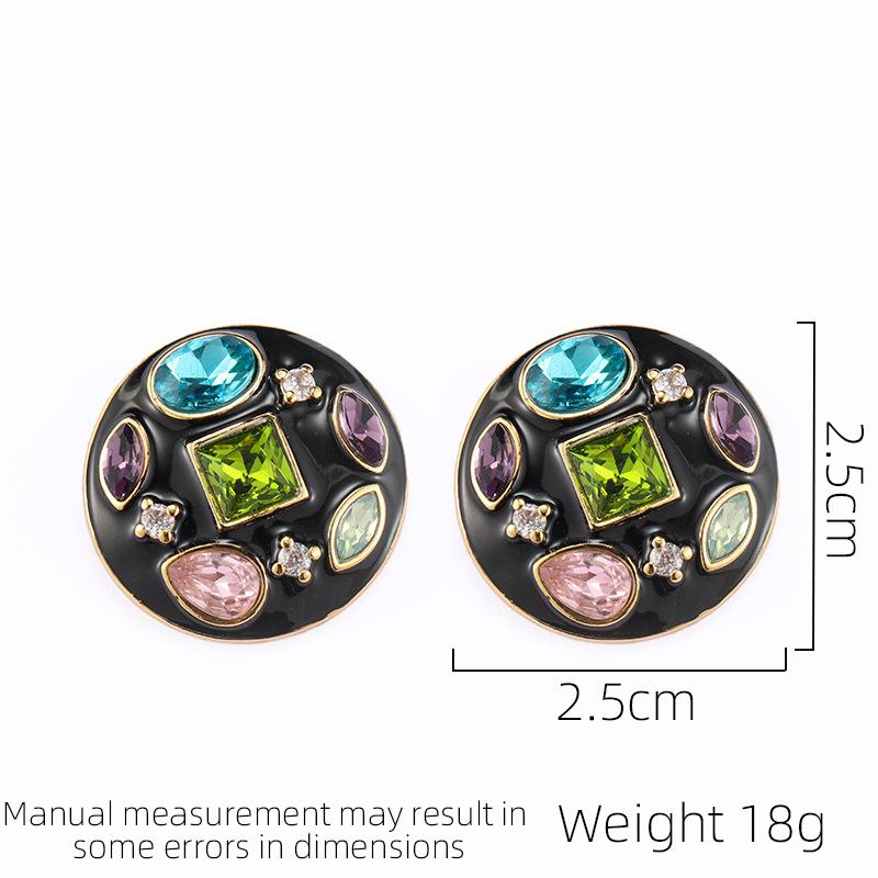 Medieval Classic Vintage Earrings Dropped Oil Enamel Colored Zircon Exaggerated Earrings Fashion Accessories Festival Gift