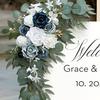 2 Pcs Artificial Flowers Swag Faux Flowers Rose Swag Floral Garland for Ceremonies Sign Backdrop Wedding Arch Stair Railing Decor