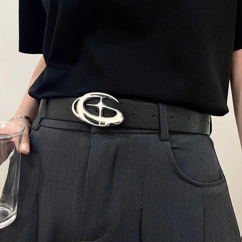 Męski Retro Czarny Skórzany Pasek 2025 – Modny Amerykański Styl do Dżinsów