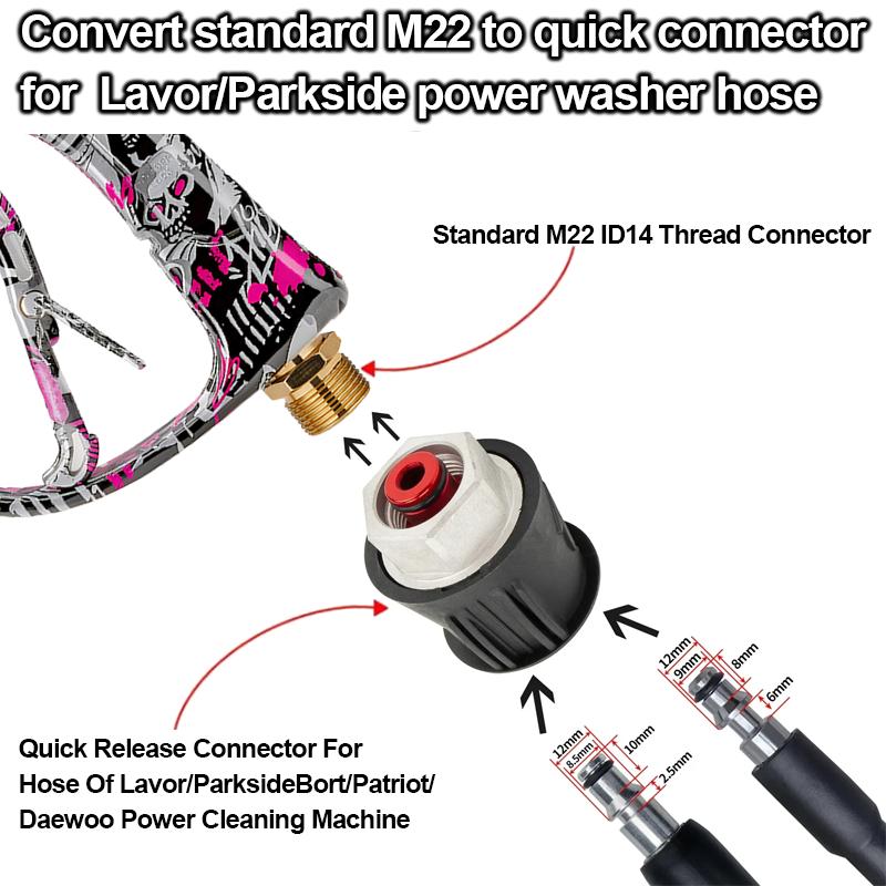 Graffiti Pressure Washer Gun M22 Male Thread High Pressure Car Wash Gun with Nozzle Holder