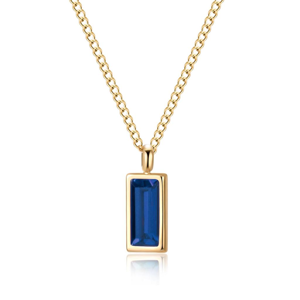 Emerald Cube Zircon Necklace Earrings Titanium Steel Multi-14K Gold Color Lasting
