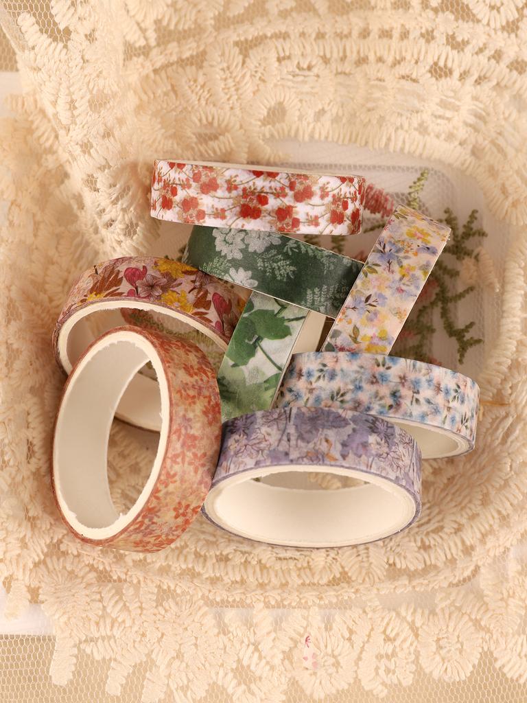 5rolls/Box Colored Floral Washi Tape Scrapbooking Supplies Washitape Spring Washi Tape Scrapbooking Diy Deco Creative Washi Tape