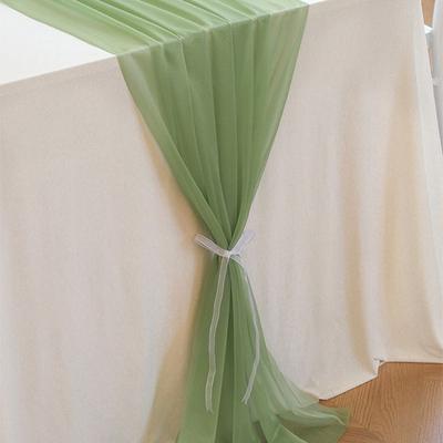 Reusable Sheer Chiffon Table Runner Solid Color Soft Gauze Table Runner Washable Sheer Fabric Chiffon Table Runner Dinning Table