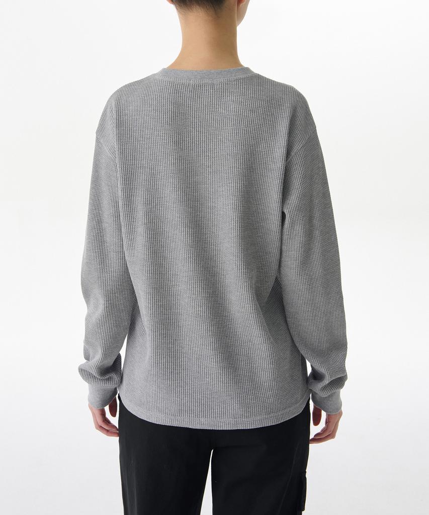 MUSINSA STANDARD WOMAN Women'S Waffle Relaxed Crew Neck Long Sleeve T-Shirt [Melange Grey]