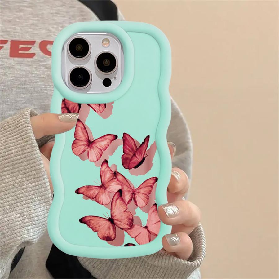 Case for iPhone 17 Air XR 12 8 13 16 Pro Max 11 15 Plus 14 Soft Phone Cover Cartoon Butterfly