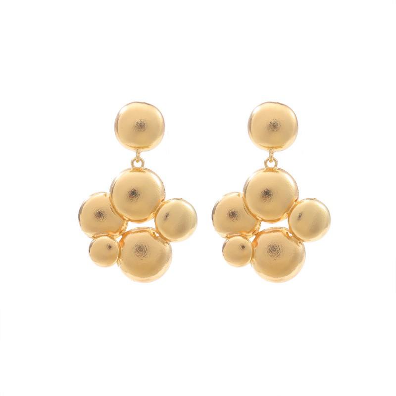 Geometric Dot Cutout Alloy Earrings Women Gold Fashion Minimalist Statement Jewelry 2025 Gold