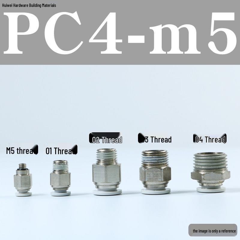 Pneumatic Push-to-Connect Air Hose Fitting - Quick Connectors PC6, PC8, PC12 (M5 Thread)