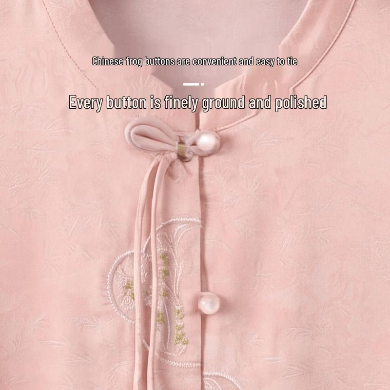 Yu Zhaolin Women's New Chinese Style Embroidered Summer Shirt