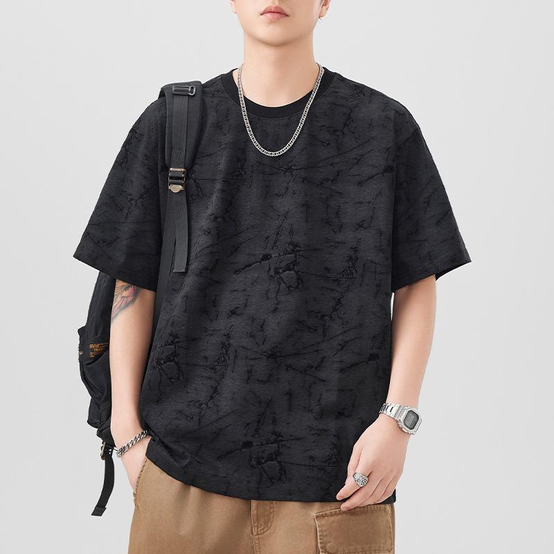 Short-sleeved T-shirt for Mens Summer Latest Round Neck Five-point Sleeve T-shirt Full of Print Leisure