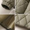 Women's Winter Loose Diamond Pattern Cotton Padded Jacket Lapel Lightweight Short Warm Fashion Outerwear