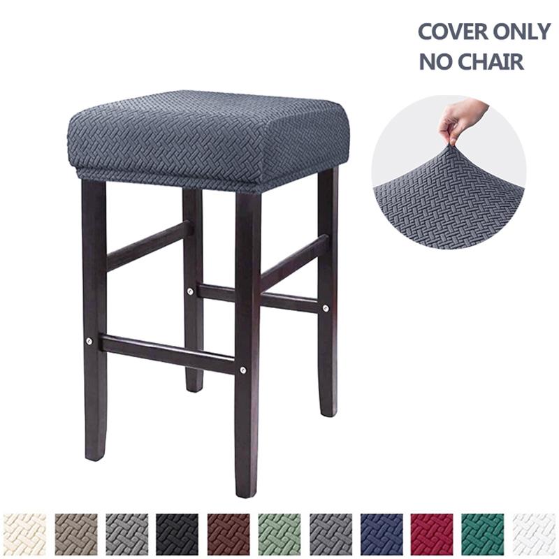 

1/2pcs Square Bar Stool Chair Cover Jacquard Elastic Seat Slipcover Solid Color Anti-dirt Dining Chair Case for Hotel Home 1PC