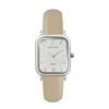 [RUMTTON] RUMTTON Harbor White Mother of Pearl Beige Band Leather Wristwatch Silver