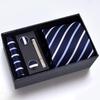 Men's Formal Tie Gift Box: Five-Piece Set with Logo, 8cm Striped Black for Weddings and Business 