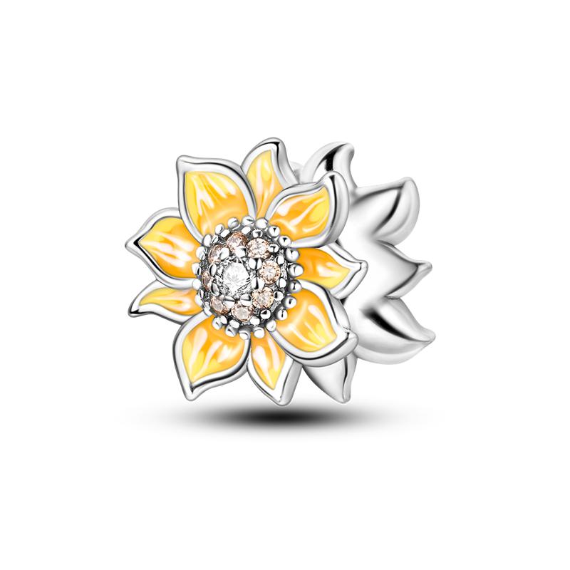 Flowers Series S925 Sterling Silver Sunflowers Tulip Carnation Charms Fit Original  Bracelet  For Women Jewelry Making