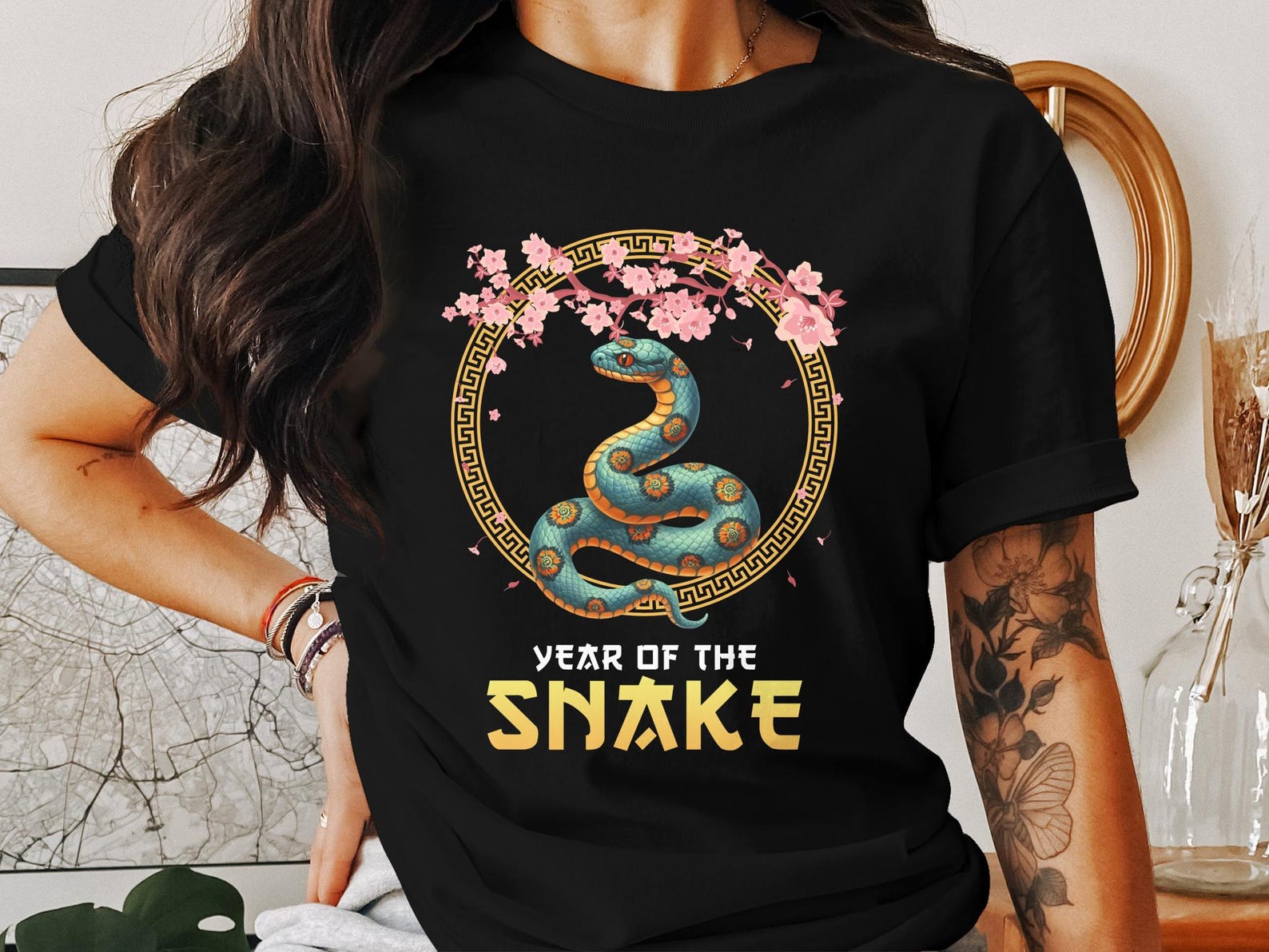 Chinese New Year Snake T Shirt, Lunar New Year Zodiac Tee, Year of the Snake Shirt, Chinese Zodiac Snake Gift 3XL