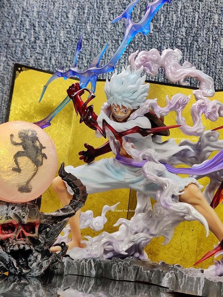 One Piece Nika Luffy Figure Luffy Sun God Gear 5 With Light Ball 28cm Action Figurine Pvc Statue Model Collection Decora Toy Gif