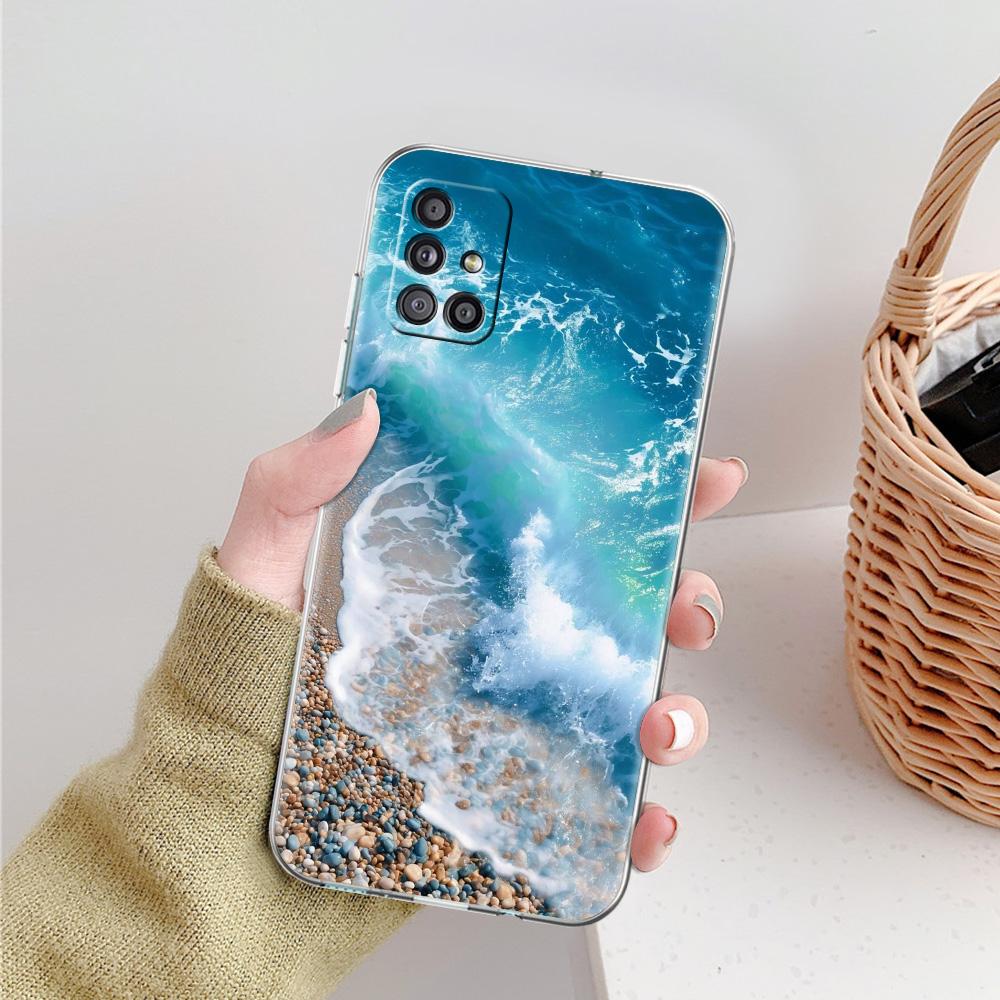 Case For Samsung A15 A13 A35 A55 A51 A71 A41 A31 A21S A05 A17 A23 A25 A33 A53 A73 5G A07 4G Cover Seaside Scenery Wave Beach