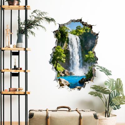 1set Translucent PVC Self Adhesive Wall Stickers Waterproof Building Decals for Home Living Room Bedroom Wall Decoration Waterfall 900x300mm