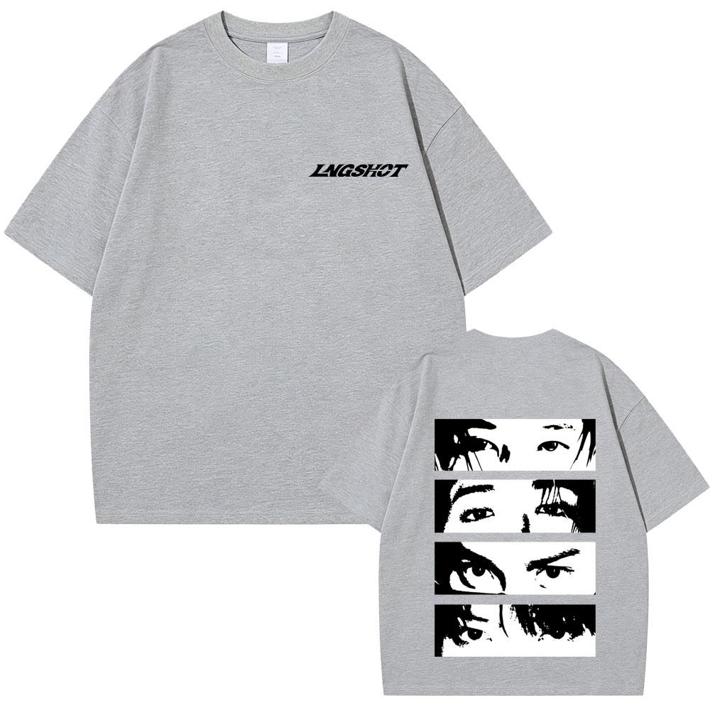 Hot Sale Korean Band Lngshot Eyes Graphic Tshirt Unisex Women Kpop Fashion Trend Streetwear Unisex Casual Oversized T Shirts Tops