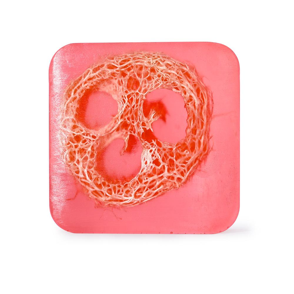 100% Natural Rose Exfoliating Soap with Loofah – Handmade Essential Oil Cleanser for Body and Face