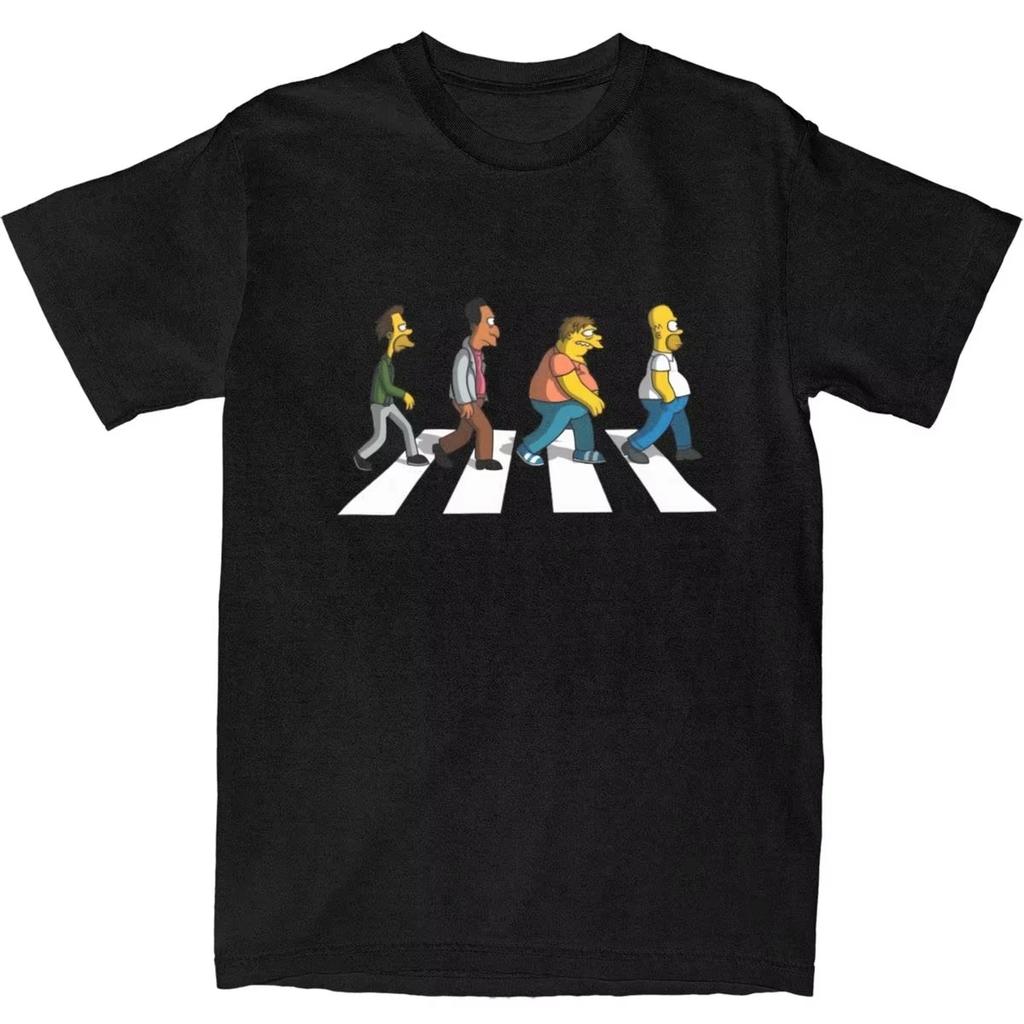 Simpsons retro 100% bavlna Unisex tričko Simpsons & The Beatles oversized grafika Nové Pánské Dámské kreslené Krátký rukáv Tričko