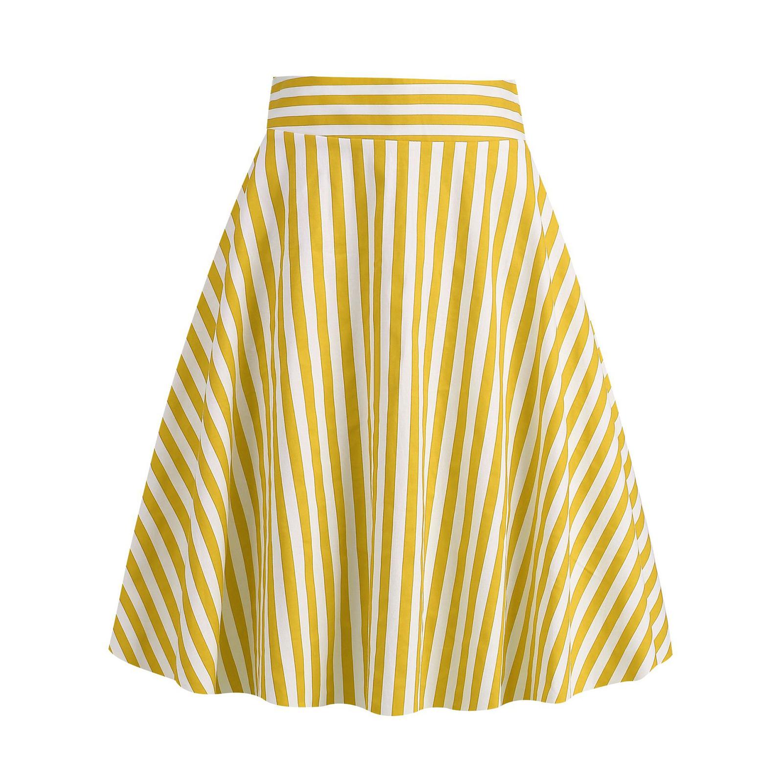 

Ladies Casual And Fashionable Retro Striped Skirt XL жовтий