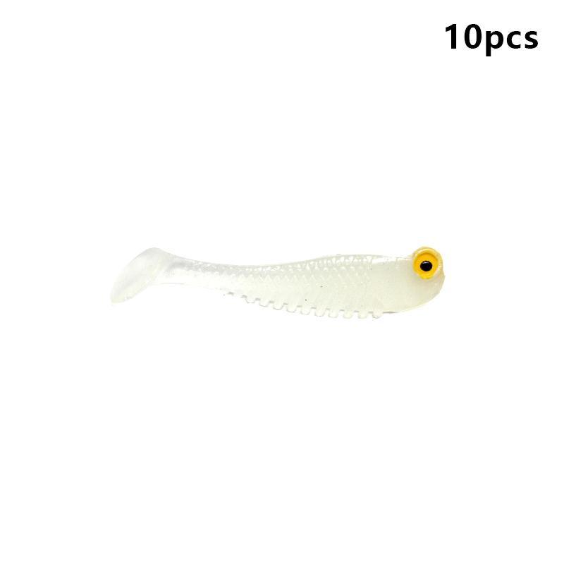 10Pcs/Lot Fishing Soft Lure Luminous Fishing Lure 5Cm 1.3G Artificial Silicone Bait Worm Sea Wobbler Swimbaits For Bass Tackle