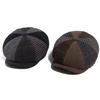 Vintage Newsboy Cap Men Herringbone Plaid Patchwork Pattern Women Beret Autumn Winter Warm Male Flat Caps Octagonal Hat Elastic