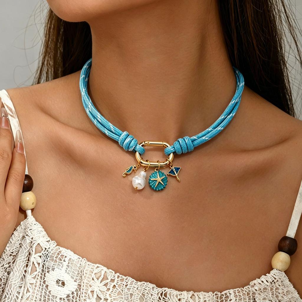 European and American women's necklace, personalized ocean wind shell starfish design versatile pendant necklace niche item jewelry