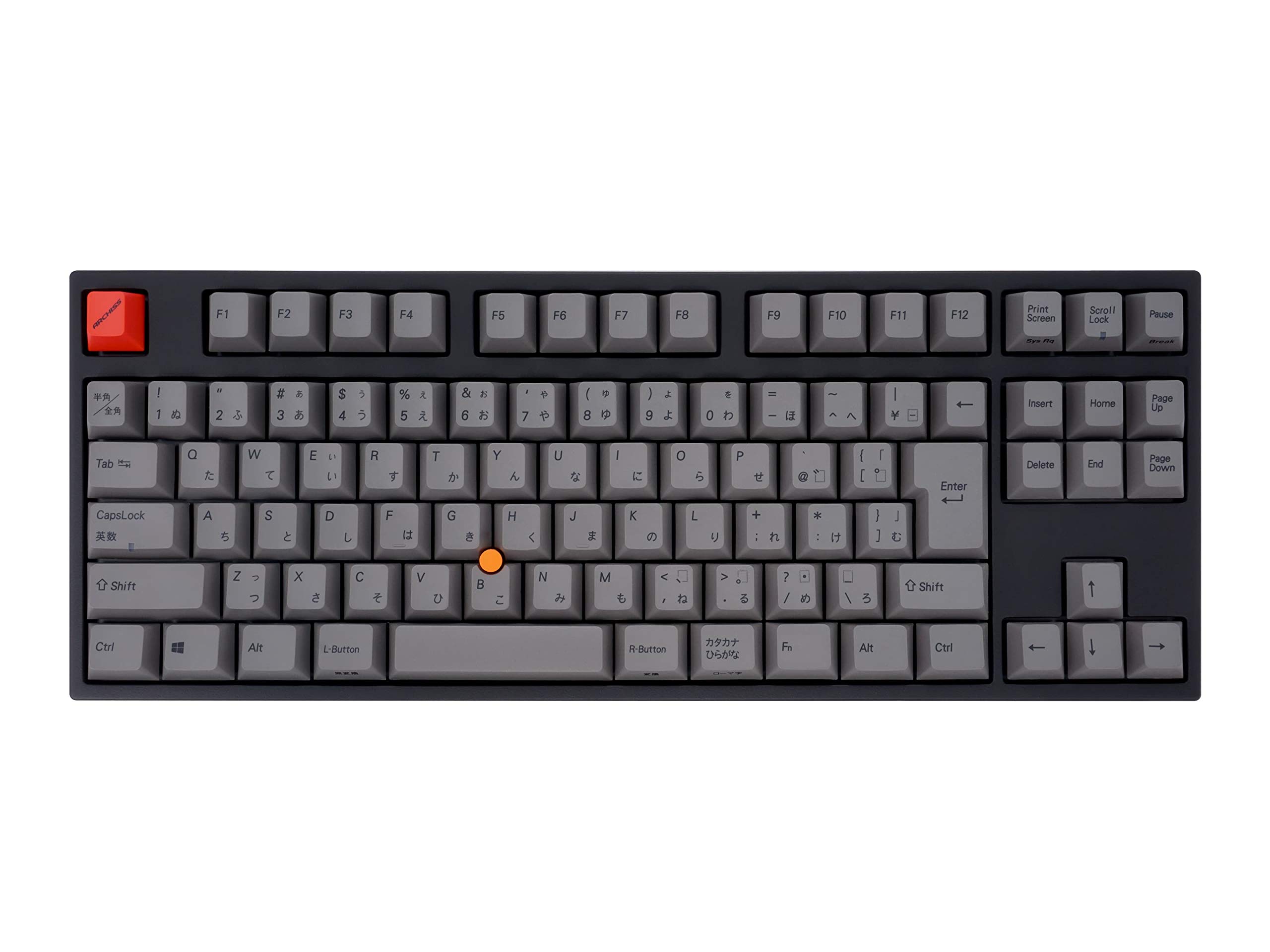 

ARCHISS Quattro TKL Japanese Layout 91 Keys Mechanical Tenkeyless Keyboard with Capacitive Pointing Stick Cherry MX Sublimation Printing BlackGray