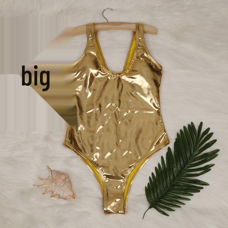 Women's Reflective Gold Silver Hot Stamping One-Piece Swimsuit