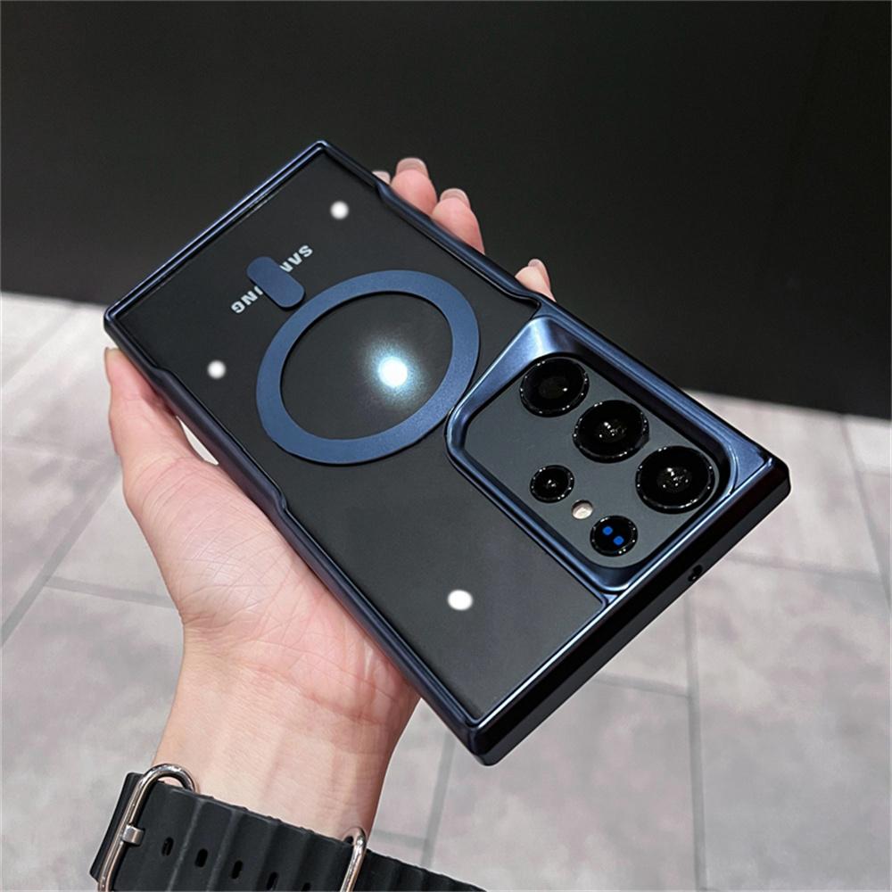 Luxury For Magsafe Transparent Magnetic Phone Case For Samsung S25 S24 Plus S23 S22 Ultra 5G Wireless Charging Shockproof Cover