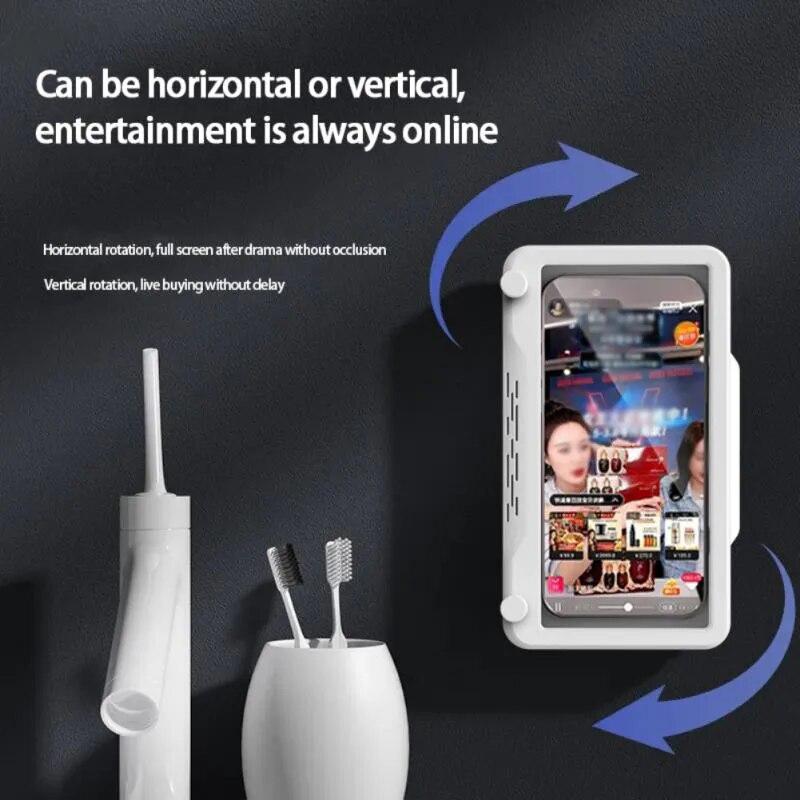 Veggmontert berøringsskjerm Mobiltelefonholder Baderom forseglet beskyttelsesdeksel Oppbevaring Vanntett oppbevaringsboks for bad