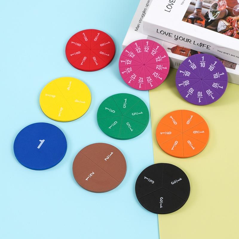 9pcs Fraction Learning Kit Colorful Interactive - Hands-on Addition Subtraction Math Toy for Kids Classroom Home Use Educational