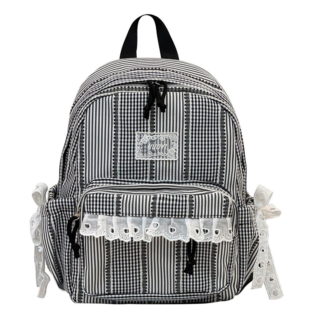 Schoolbag Japanese Plaid Backpack Female Student Schoolbag Junior High School High School Large Capacity Lightweight Girl Wind Backpack Cute Ins