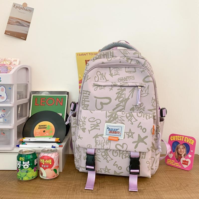 Schoolbag Women's Contrast Junior High School Students High School Students Backpack Travel Bag