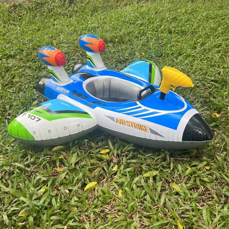 Inflatable Airplane Water Gun Seat Ring for Kids: Cartoon Design for Outdoor Parent-Child Fun