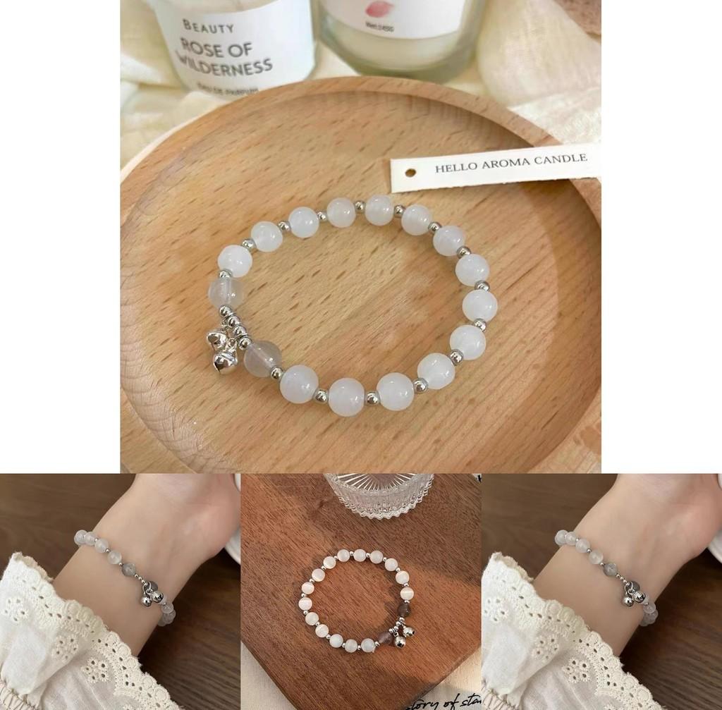 Trendy Alloy Bell Bracelet Sophisticated Cat Eye Stone Design Womens Jewelry