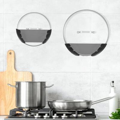 Estante para tapas de ollas, solución de almacenamiento de cocina autoadhesiva, fácil de instalar, montada en la pared, sin perforaciones, que ahorra espacio