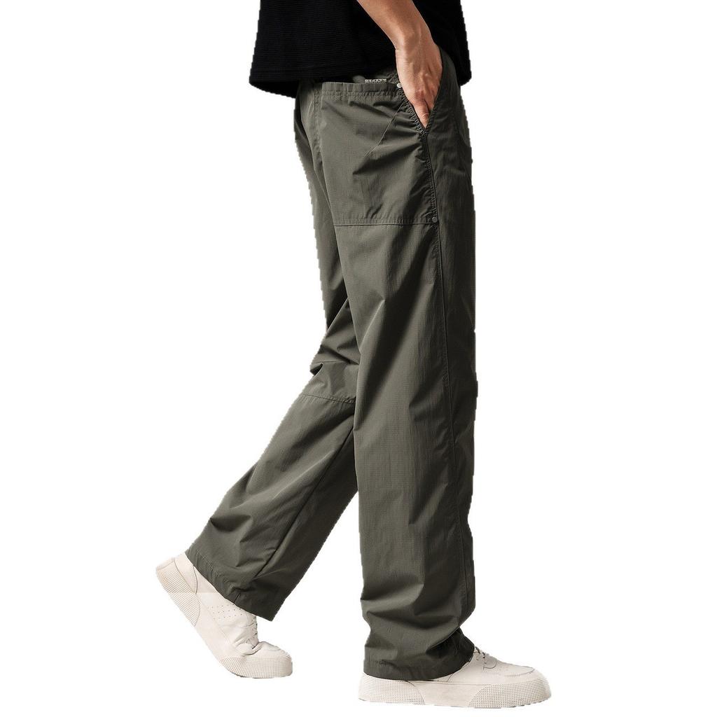High-end Japanese retro men's casual pants spring new solid color simple loose straight wide-leg outdoor trousers men