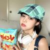 Korean Style Plaid Berets Hats Y2k Flat Visor Hat New Plaid Newsboy Caps  Ladies/Girls