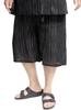 One Colors Shijira Weave Jinbei Japanese Solid Size 3L Men's Set, Pattern, Color, Striped, Black, (4)