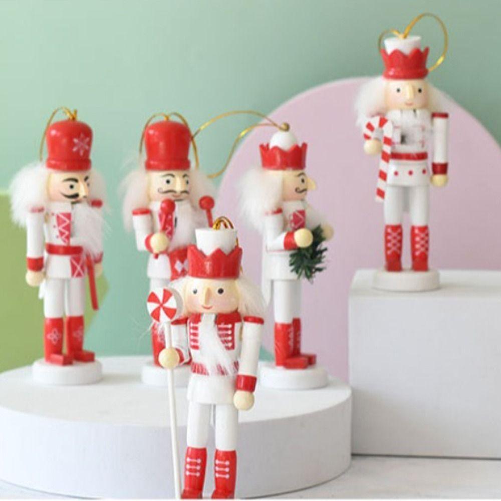 5PCS Painted Christmas Nutcracker Vintage Handcraft Figurine Soldier Doll  Office Decor