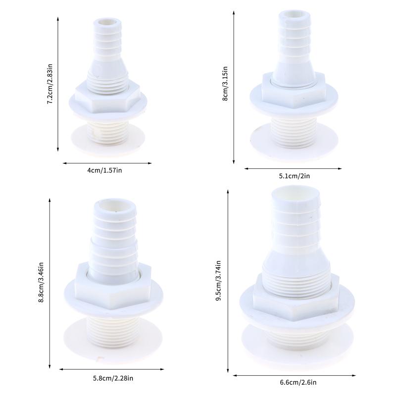 Marine Boat Abs Plastic Thru Hull Fitting Connector For 5/8, 3/4,1,1‑1/8 In Hose Boat Drain Outlet Bilge Pump Plumbing Fittings