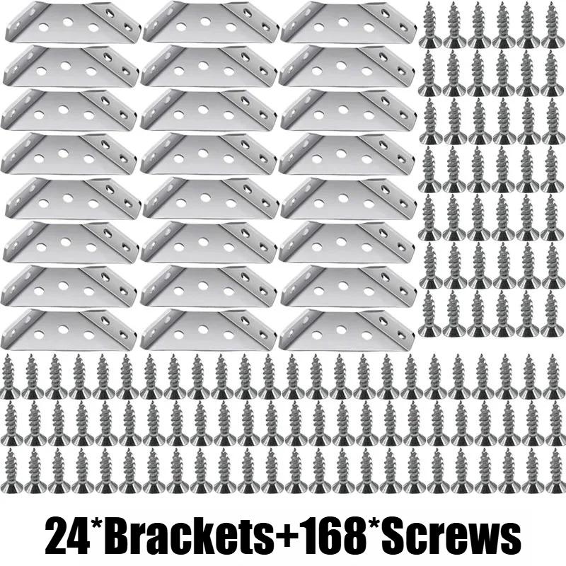 

Кутові кронштейни Меблі з нержавіючої сталі Кутова полиця Роз’єм Підтримка шафи Фіксуюча рамка Кутова скоба з гвинтом 24 Set