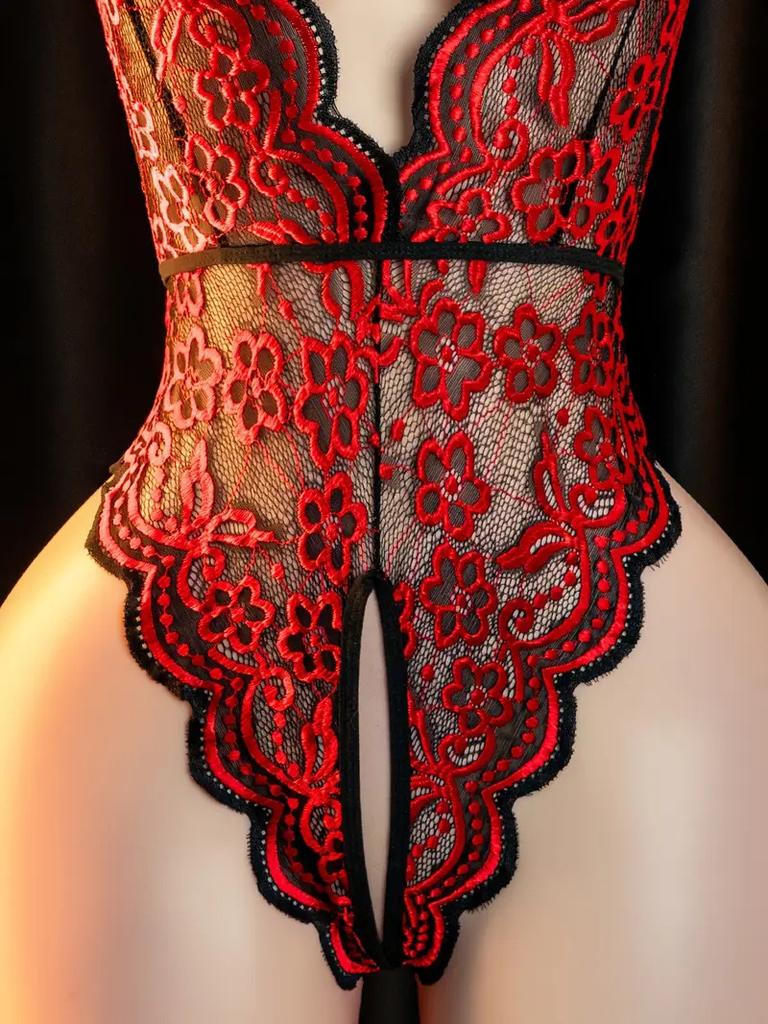 Porn Woman Naughty Crotchless Bodysuit Teddy Outfit Fit Night Calling Desire Lingerie Big Backless Deep V Seductive Sex Lencería