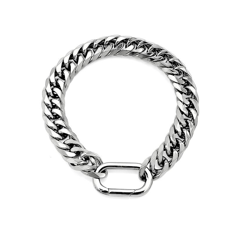 

New Waterproof 18k Gold Plated Stainless Steel Horseshoe Clasp Chunky Necklace Luxury Two Tone Carabiner Necklaces Jewelry