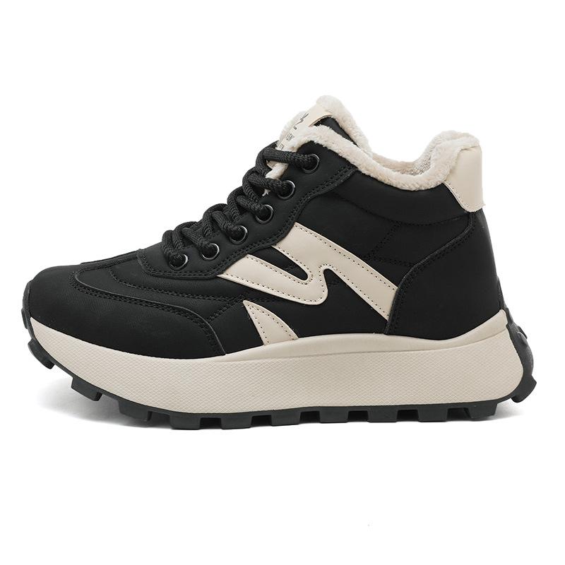 Флисовые высокие женские зимние сноубутсы, новые, теплые, повседневные, хлопковые ботинки, женские 40 чёрный